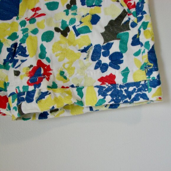 Alice + Olivia Floral Shorts Cady Cuffed White Blue Red Embroidered Size Small - Picture 6 of 16